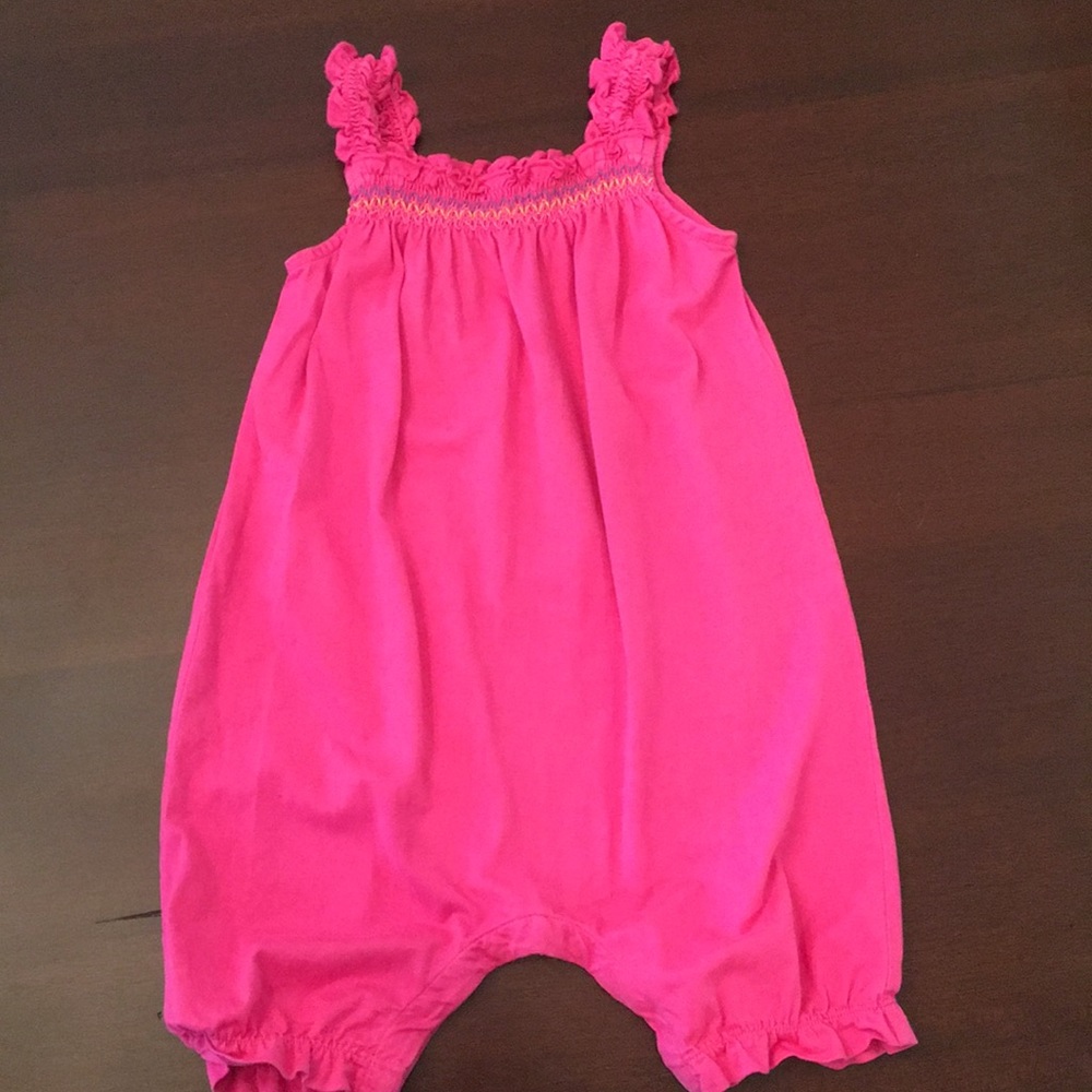 One piece smocked cotton Hanna Andersson romper